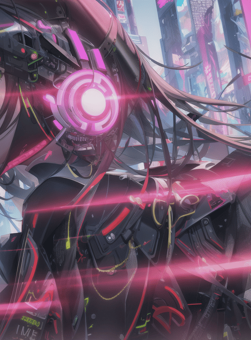 cyborg, girl, neon