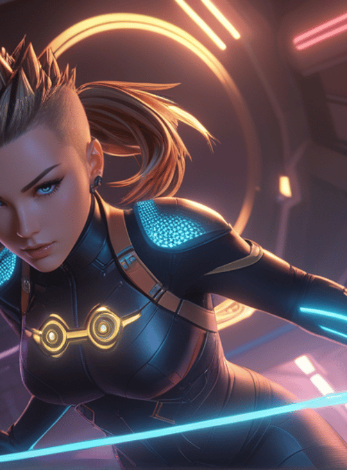 cyborg, woman, fighter