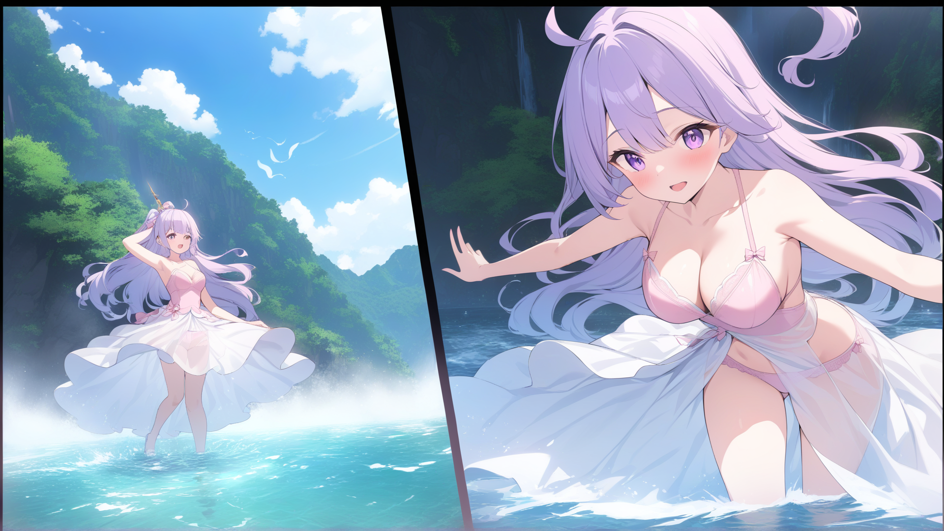 AI generated wallpaper featuring anime girl, mermaid