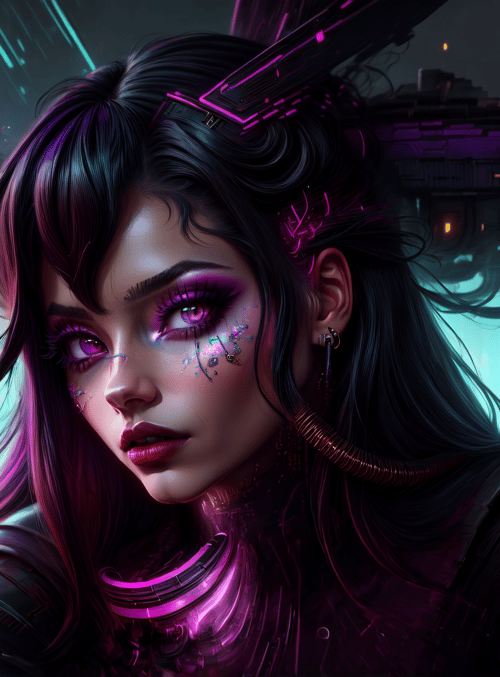 cyberpunk, woman, neon, futuristic, tech