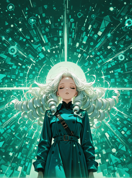 woman, digital, glowing