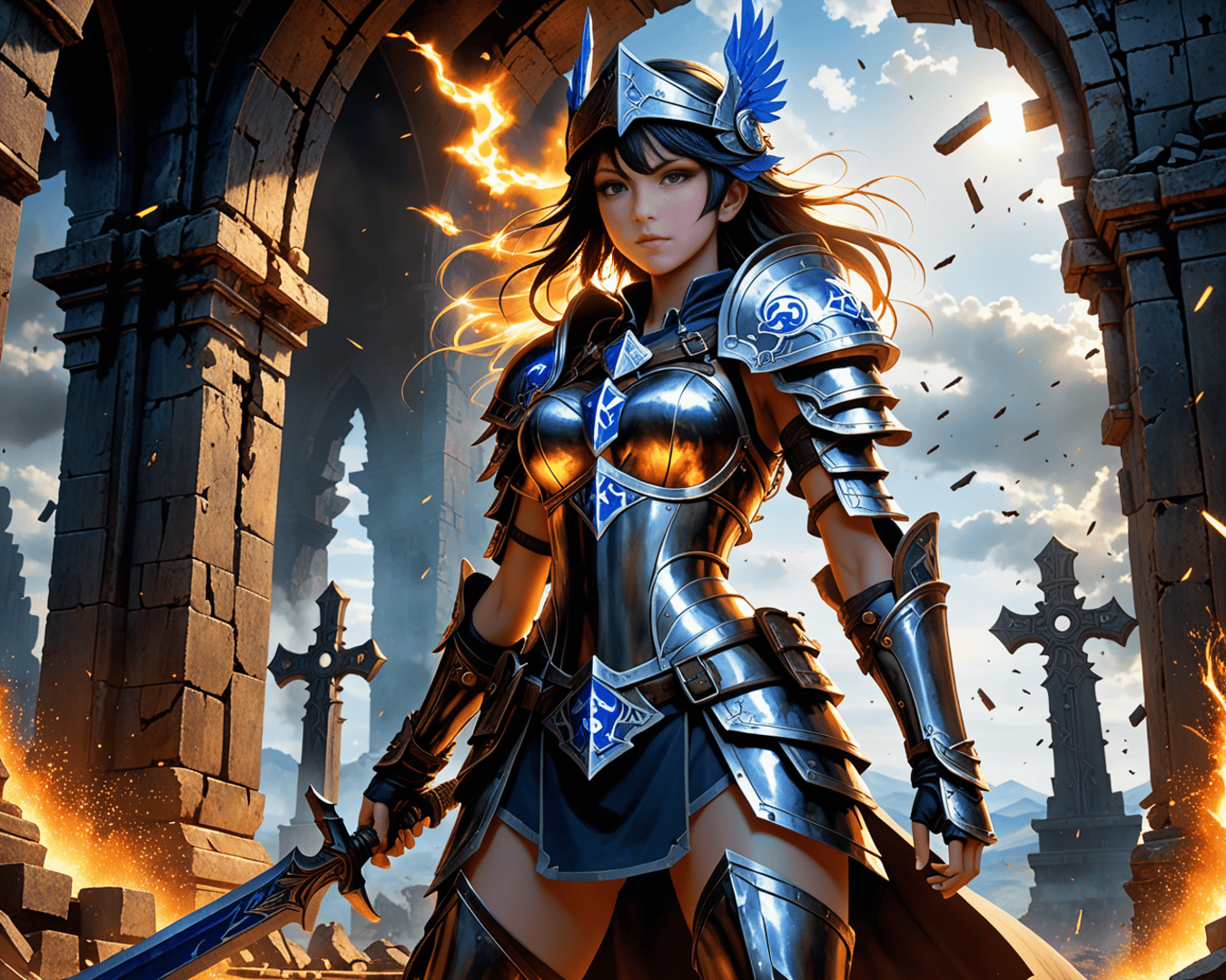 AI generated wallpaper featuring warrior, armor, sword