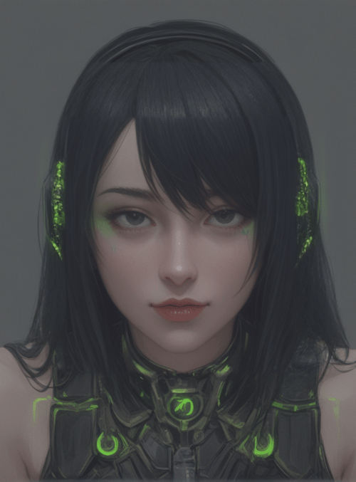 cyberpunk woman, robotic figure, neon character