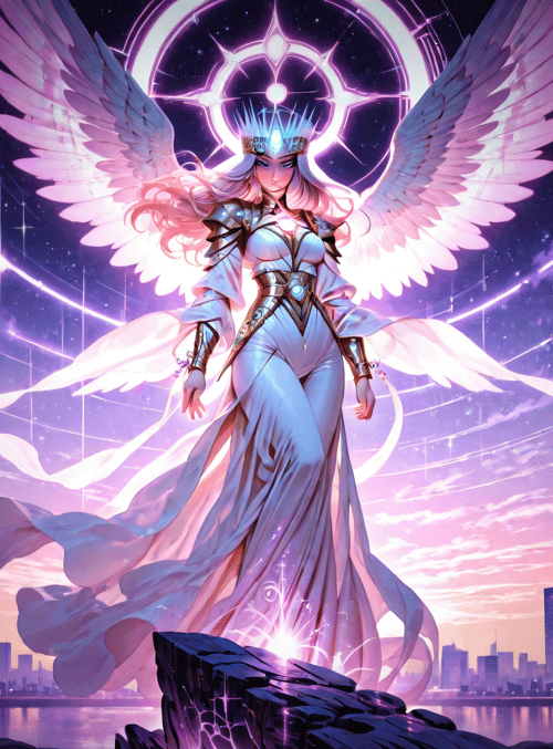 angel, cityscape, falcon