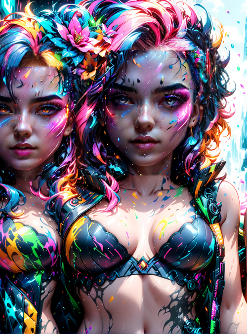cyberpunk women, digital art