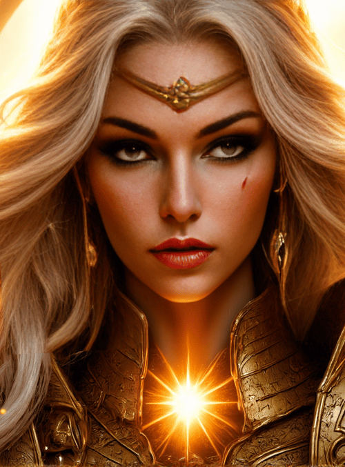 woman, armor, light