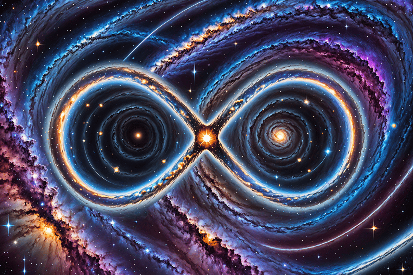 AI generated wallpaper featuring galaxy, infinite symbol, cosmos