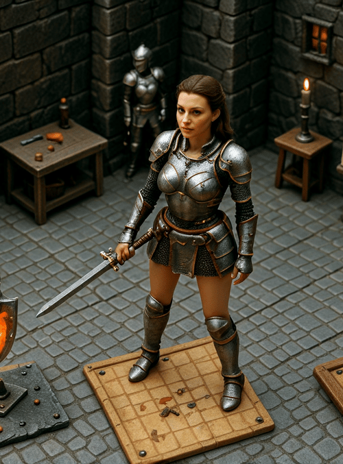 warrior, armor, sword, map, candle, shield, table, statue, stone, globe
