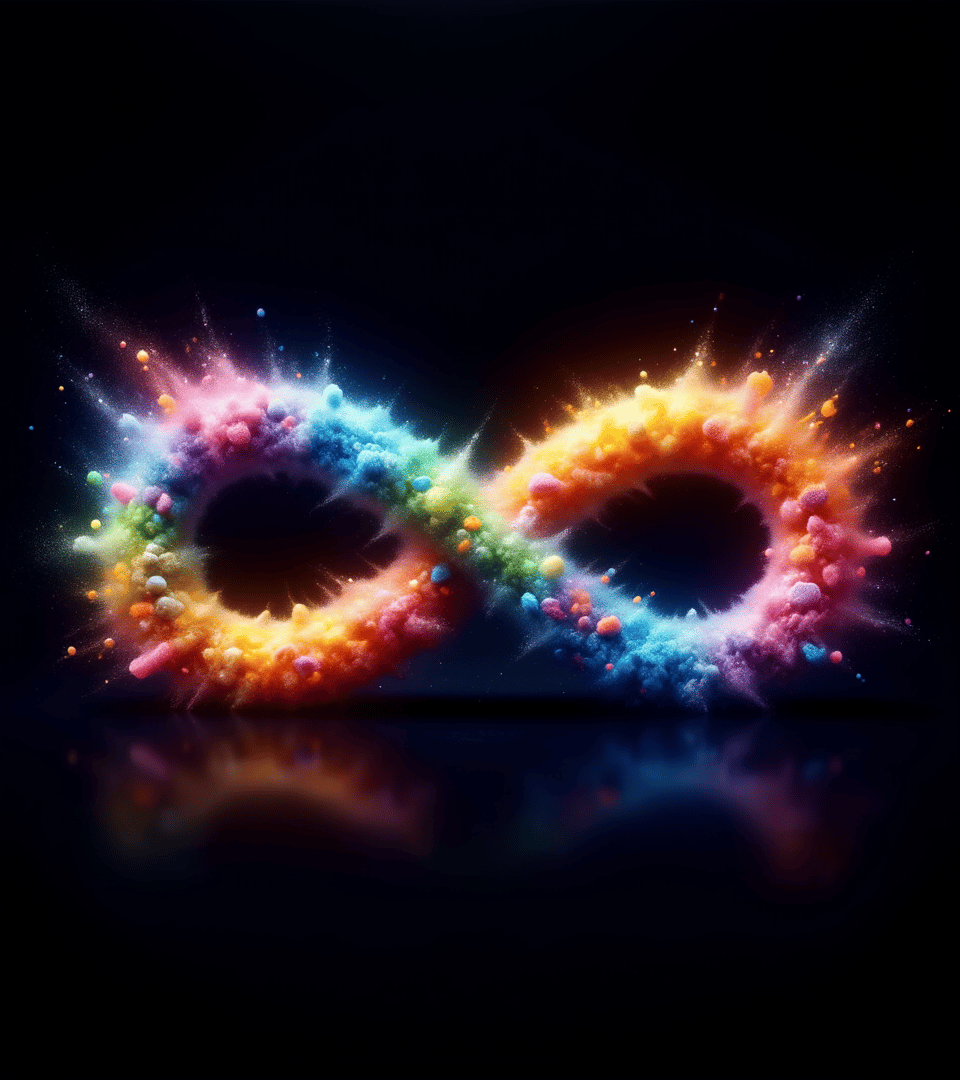 AI generated wallpaper featuring infinity, powder, particles