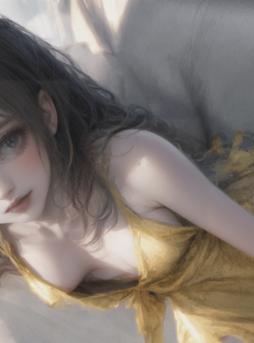 woman, dress, sofa