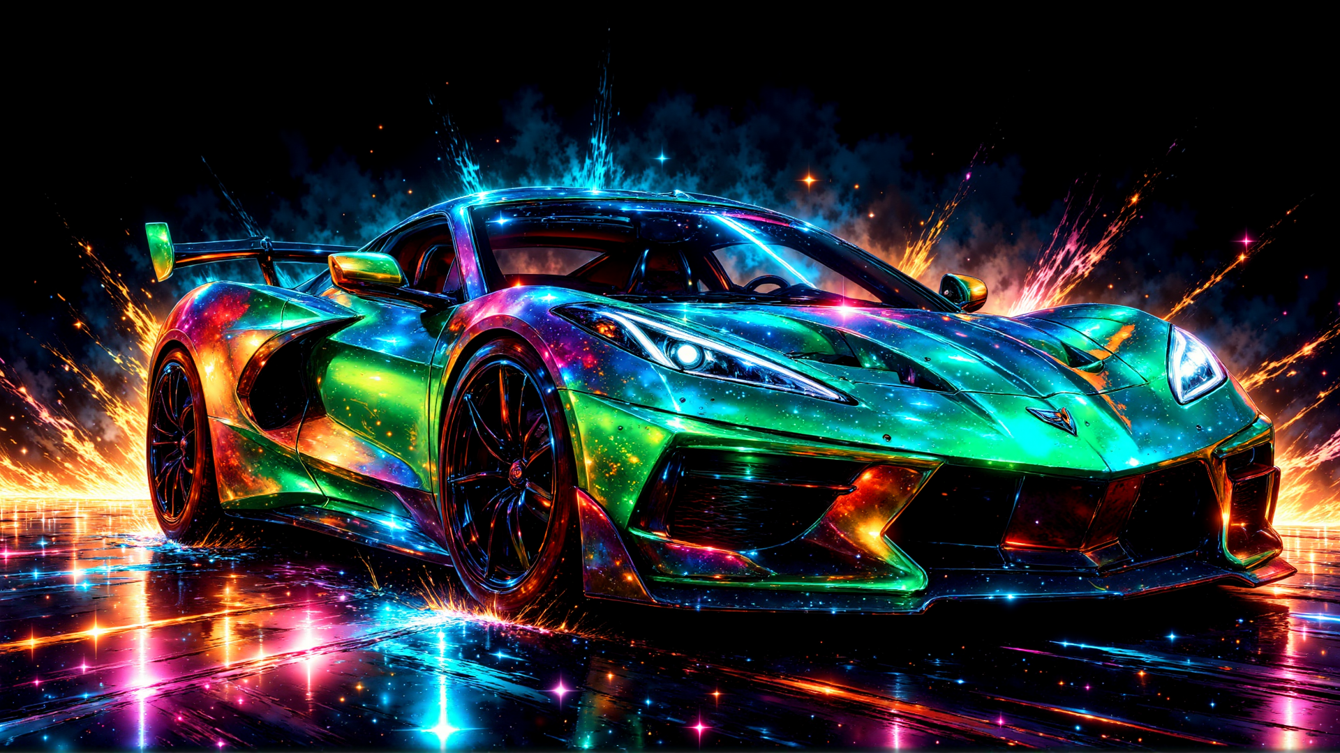 AI generated wallpaper featuring sports car, supercar, galaxy car, luxury car, racing car