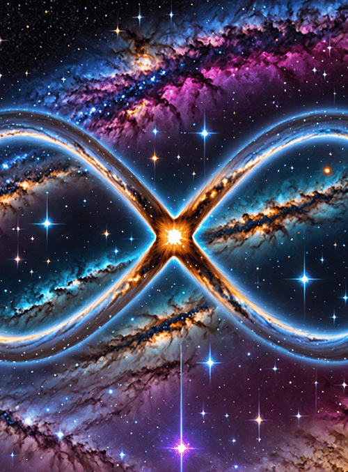 infinity symbol, galaxy, stars