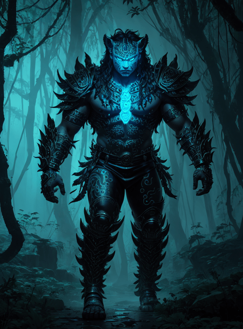 demon, warrior, forest
