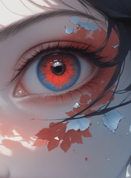 eyes, leaves, flowers