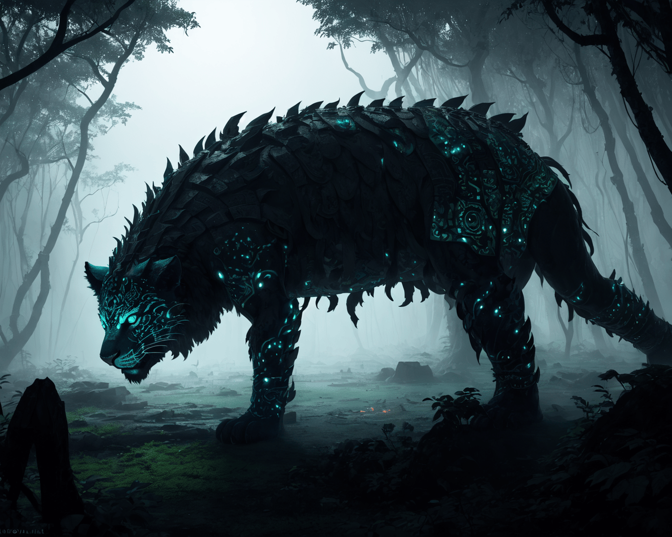 AI generated wallpaper featuring creature, panther, monster