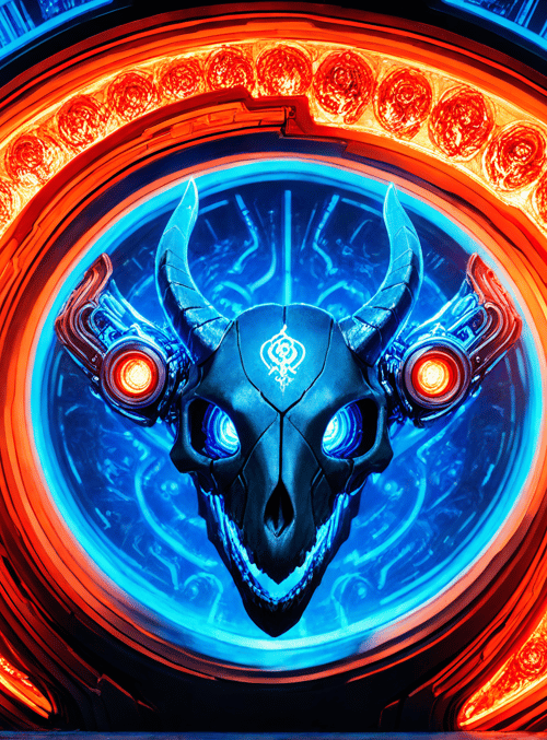 skull, portal, robot