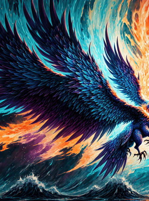 eagle, dragon, fire