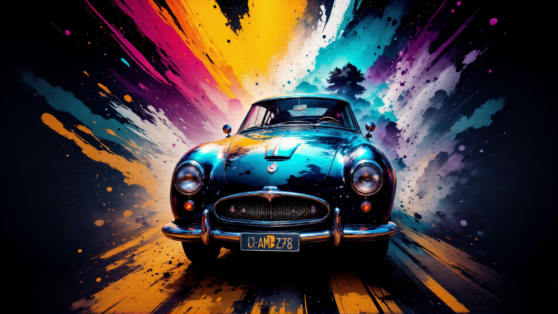AI generated wallpaper featuring car, classic car, sports car