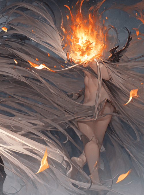 woman, fire, angel