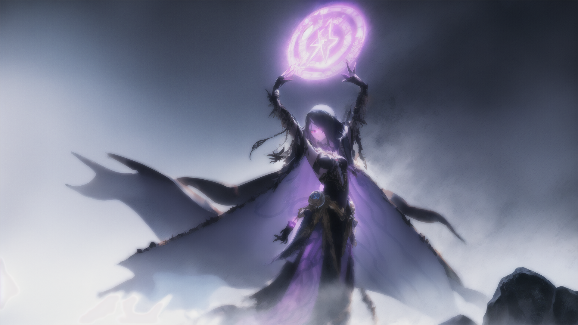 AI generated wallpaper featuring woman, circle, wings