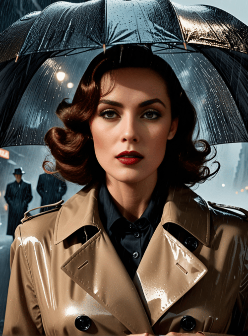 woman, umbrella, street