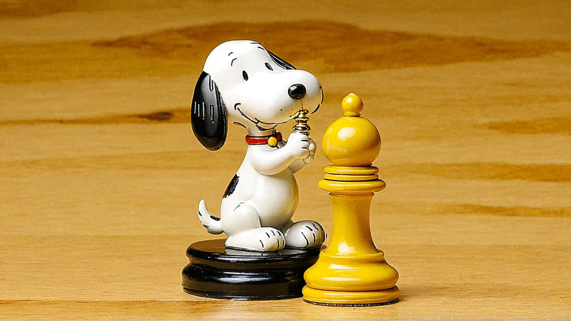 AI generated wallpaper featuring snoopy, chess piece, figurine