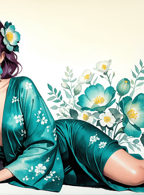 woman, flower, dress, hair, earring