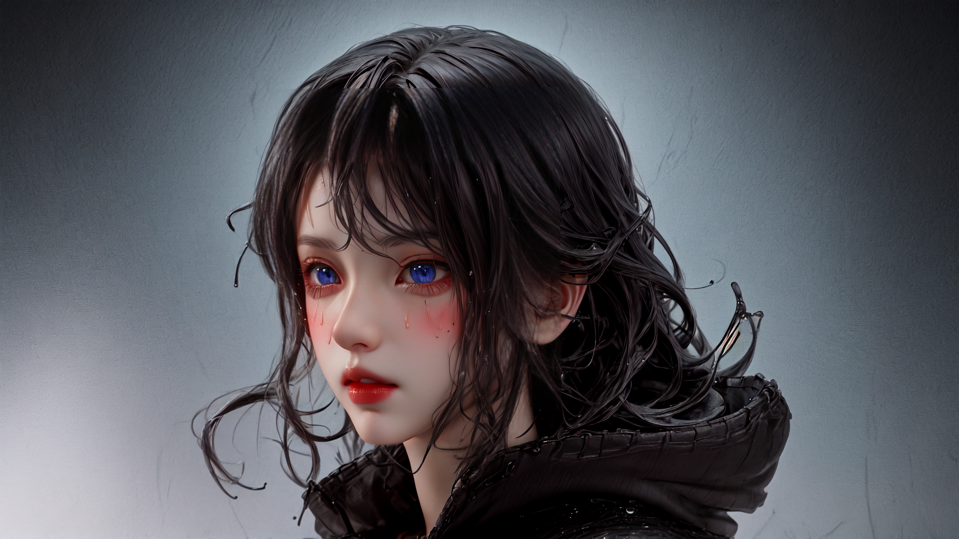 AI generated wallpaper featuring girl, anime, wet
