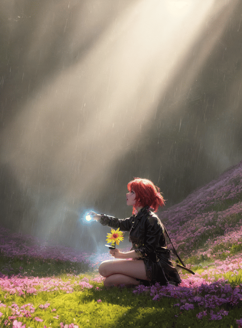 girl, sunflower, light
