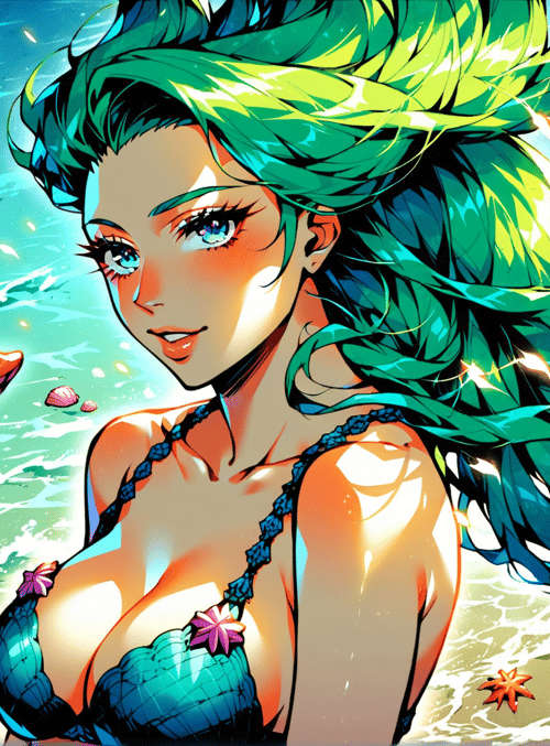 mermaid, fish, ocean, beach, hair