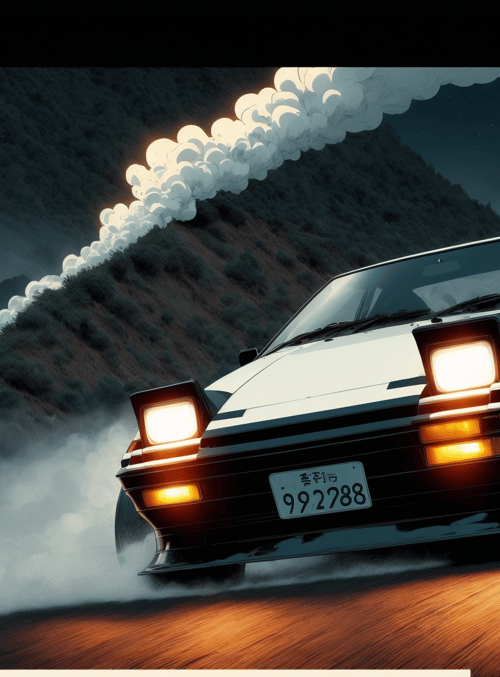 car, drifting, mountains, road, smoke