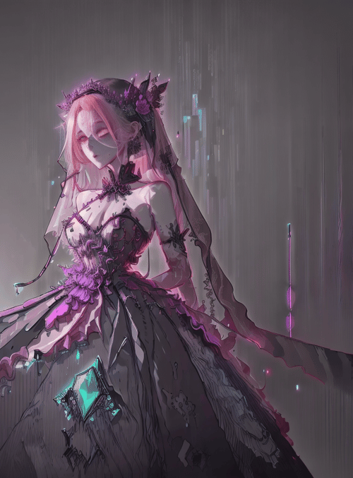 woman, veil, dress