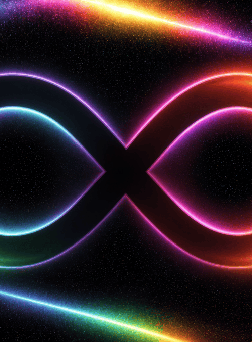 infinity symbol, neon, galaxy