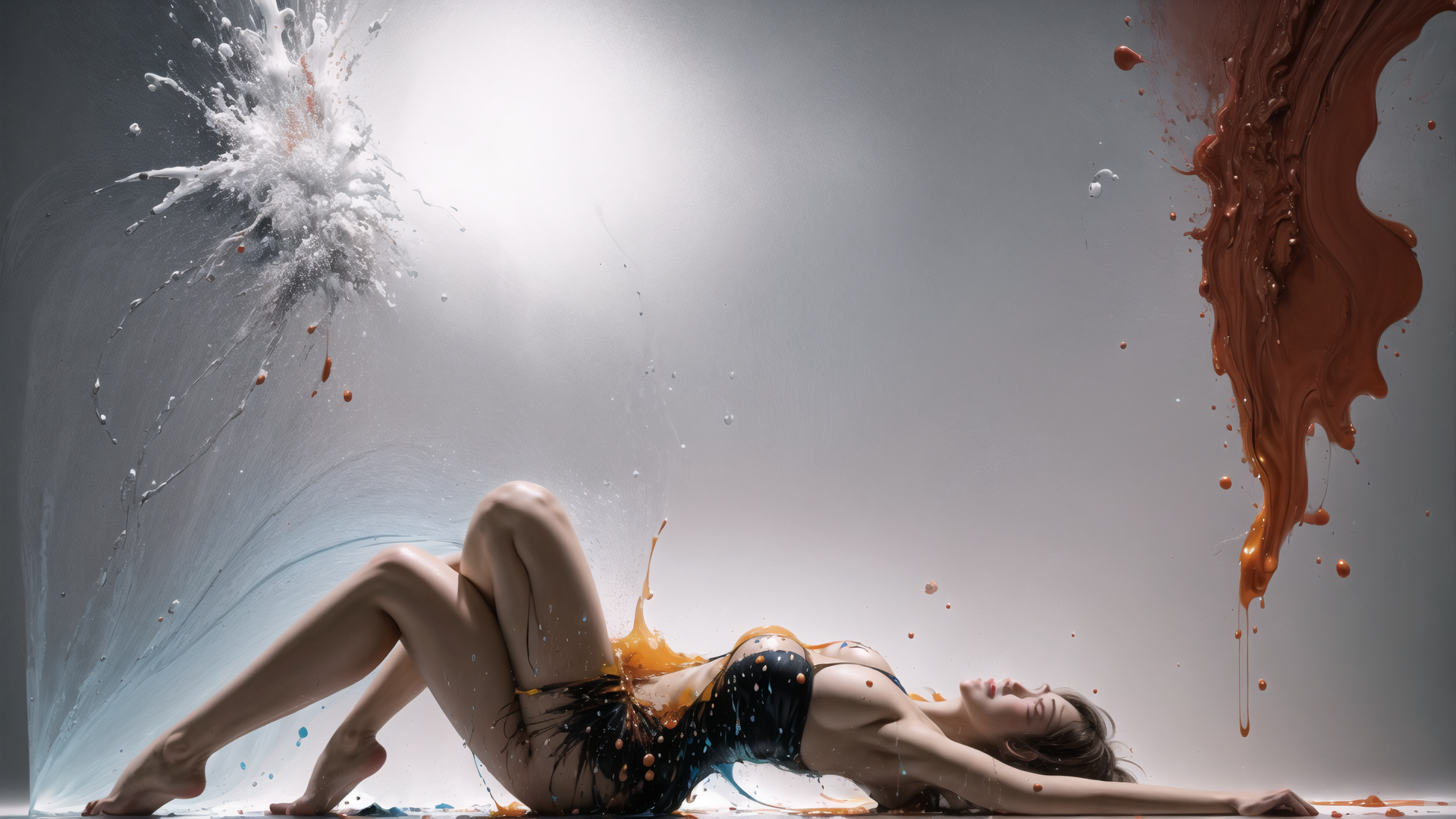 AI generated wallpaper featuring woman, paint, splatter
