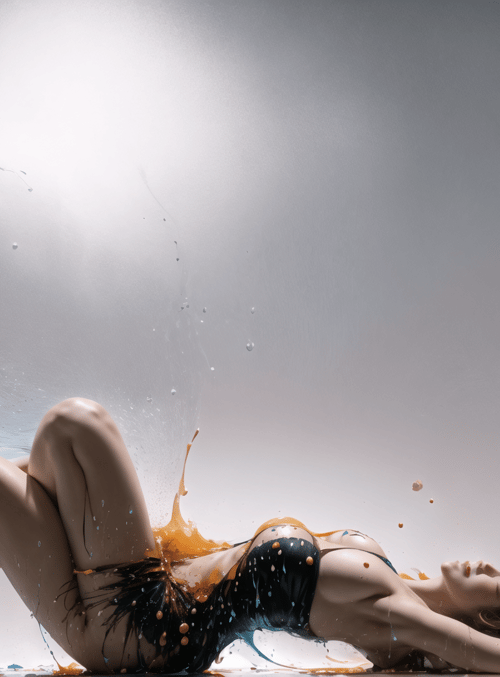 woman, paint, splatter