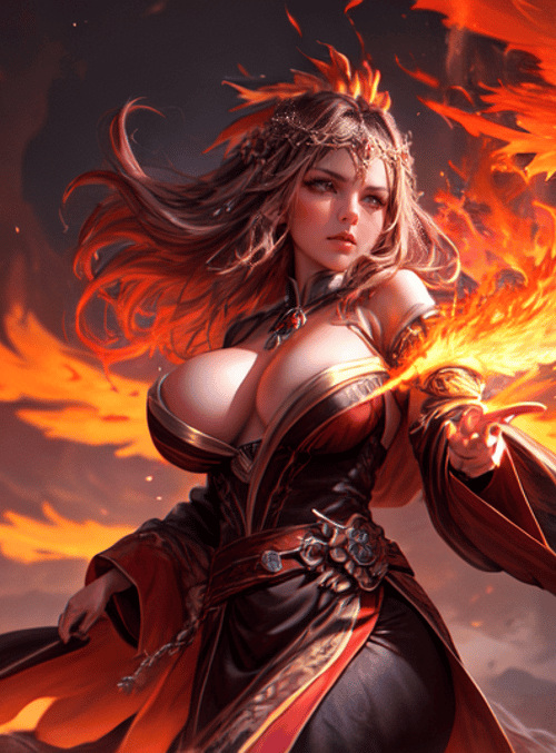 woman, phoenix, fire