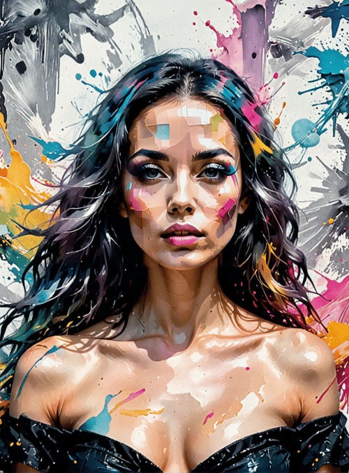 woman, paint, art, splash, color