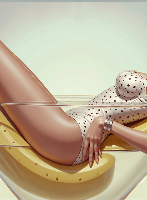 woman, banana, high heels, dress, glass, heels, glasses, bottle
