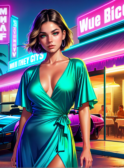 woman, car, restaurant