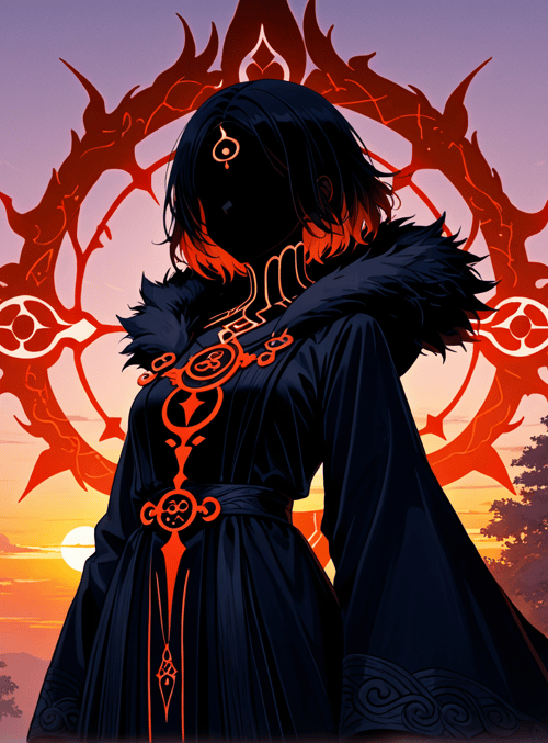 woman, sorceress, figure, silhouette, dress