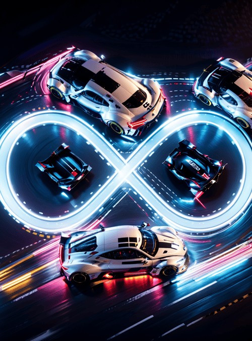 cars, neon, infinity symbol