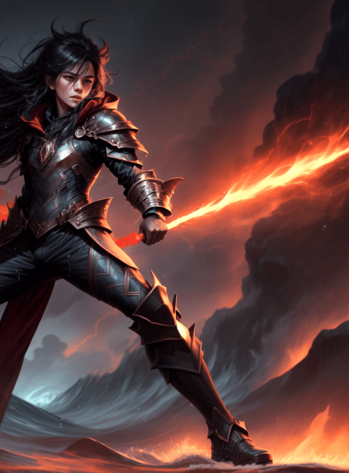 warrior, sword, dragon