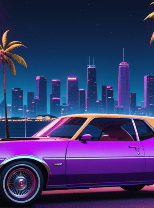 car, neon, city