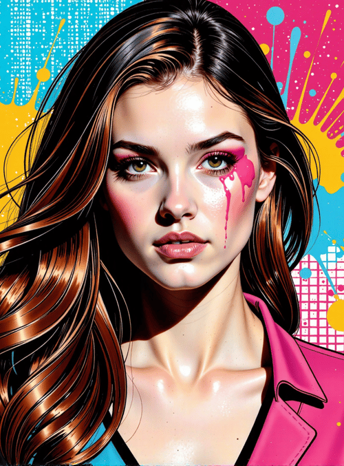 woman, hair, face, sweat, tears, paint, splash
