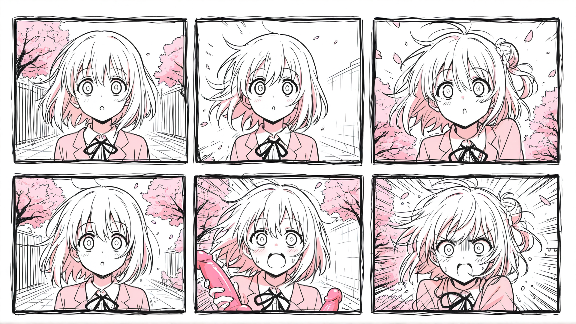 AI generated wallpaper featuring girl, cherry blossoms, school uniform