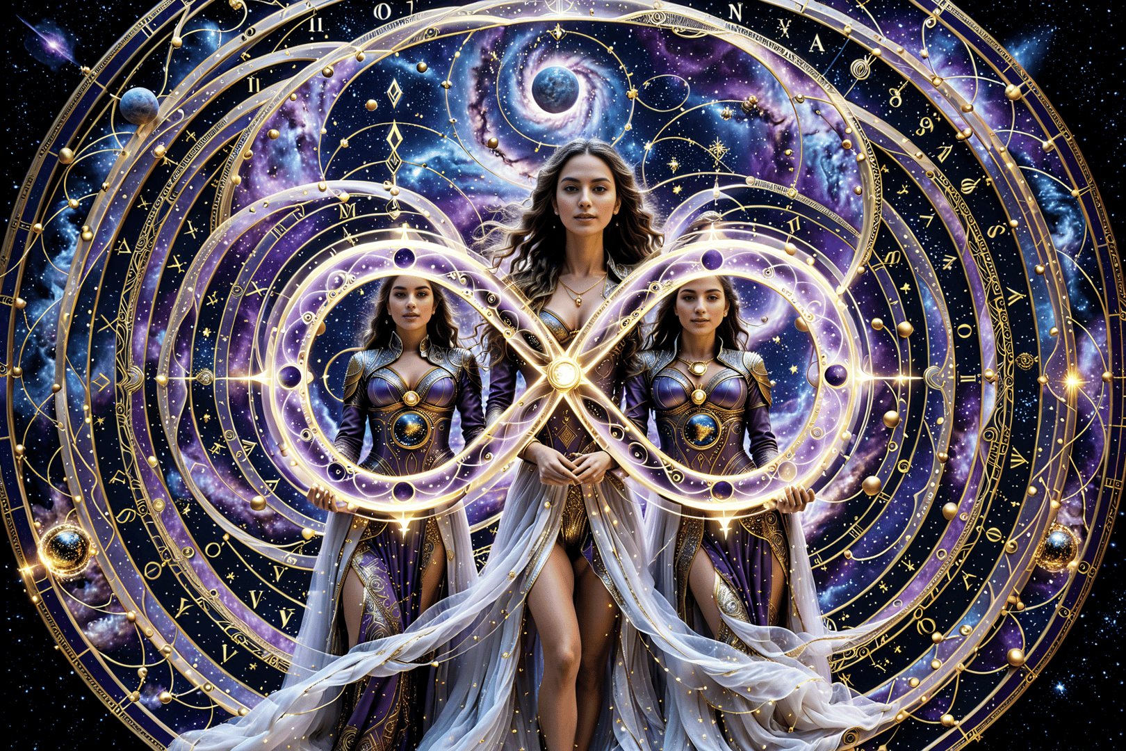 AI generated wallpaper featuring women, astral, cosmic