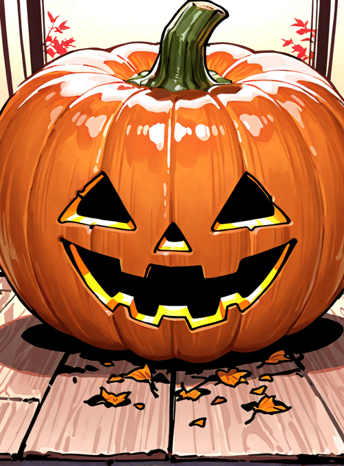 pumpkin, porch, leaves, door