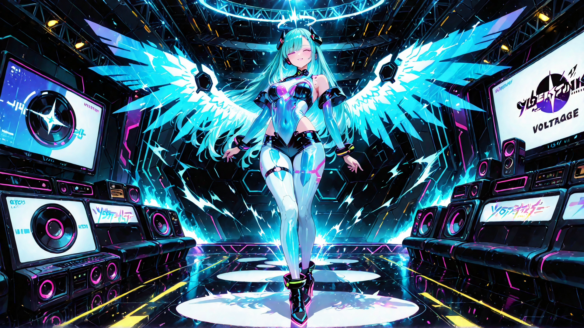 AI generated wallpaper featuring cyberpunk, anime, character
