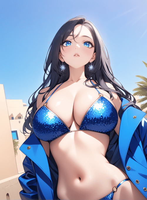 woman, bikini, jacket
