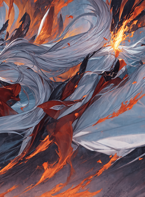 goddess, anime character, fire